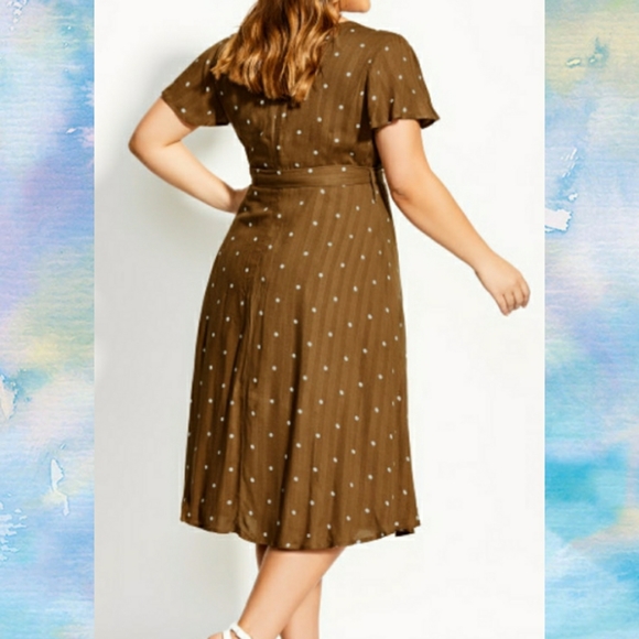 City Chic Sweet Doll Dress in Spice w/ White Dots - Picture 2 of 15
